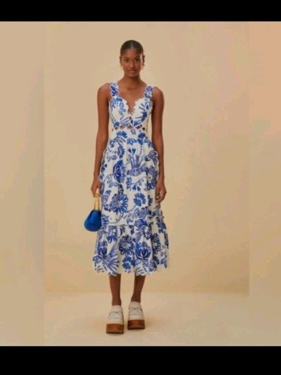 farm rio flowerful birds maxi dress Farm Rio Flowerful Birds Midi Dress
